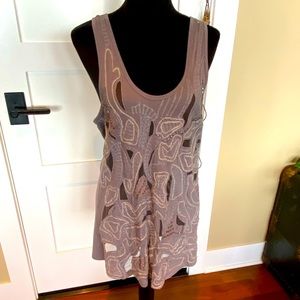 Sains Anthropologie Racerback Scoop Neck Tank Top Embroidered & Beaded Sz Large